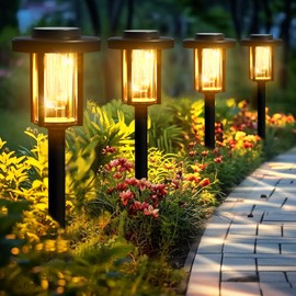 GIGALUMI Solar Outdoor Lights Waterproof, Pathway Light Solar Powered Landscape Lighting for Yard, Garden Decor for Outside Driveway Patio（6 Pack Warm White）