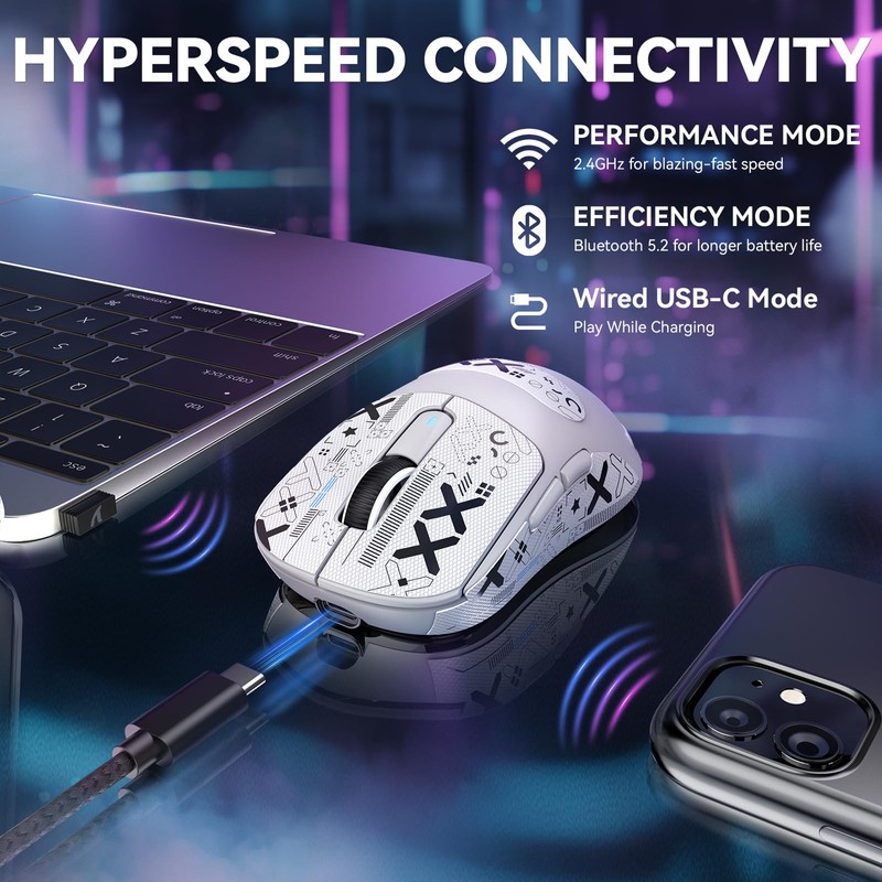 MANBASNAKE Attack Shark X3MAX 49g Wireless Supelight Mouse with Tape,
