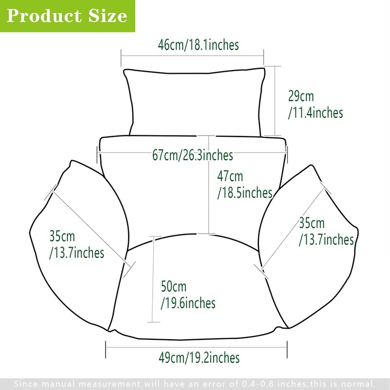 Bextile Egg Chair Cushion Replacement, Detachable Hanging Chair Cushion Washable,