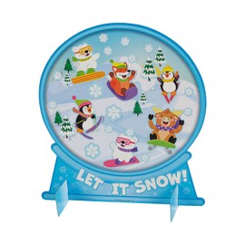 Fun Express 7" x 7 1/2" 33D Make-a-Snow Globe Scene Stand-Ups - 12 Pieces