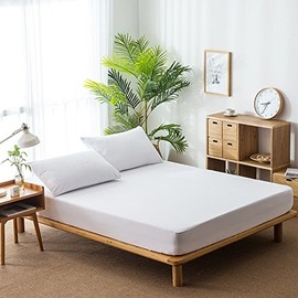 Waterproof Single Mattress Protector Single Bed Fitted Bed Mattress Cover for Bed Wetting Soft Washable Breathable Fitted Bed Sheet 30cm Deep 90x200cm