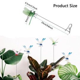 MEISO Pack of 3 Garden Decoration Dragonfly Artificial Dragonfly Clip, 3D Dragonfly Garden Decoration Dragonfly Poles, Deter Flies and Add Charm to Your Garden
