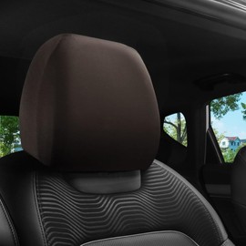 Pack of 2 Car Headrest Covers, Front Seats, Universal Headrest Cover, Elastic Hems, Dustproof, Washable Headrest Protection Cover, Car Accessories Interior, for Truck, Bus, Coach, Car, Coffee