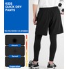 TLAENSON Boys Athletic Shorts with Leggings Kids 2 in 1