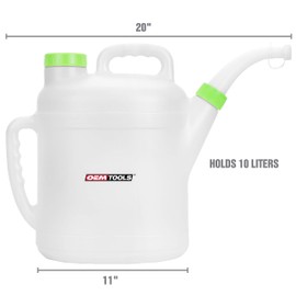 OEMTOOLS 87018 10-Liter Oil Jug With Spout, Automotive Fluid Container, Translucent Motor Oil Dispenser With Spout, Motor Oil Container, Automotive Oil Pitcher