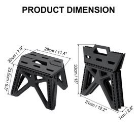 uxcell 9" Folding Step Stool for Adults 275 lbs Capacity Non-Slip Step Stool with Handle Collapsible Foot Stools, Black Small Stepping Stool for Bathroom, Bedroom, Kitchen