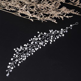 YERTTER - Diadema para novia con perlas y diamantes de imitación de cristal, para novia, dama de honor, niña, boda, graduación, fiesta británica (plata)