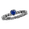 Silvershake Created 4mm Blue Sapphire 925 Sterling Silver Stackable Heart
