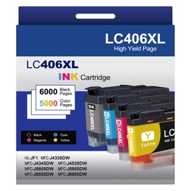 5-Pack LC406XL High Yield Ink Cartridges Compatible for Brother MFC-J4335DW MFC-J5855DW MFC-J6555DW MFC-J4535DW MFC-J6955DW MFC-J4345DW MFC-J5955DW Printer, Black Cyan Magenta Yellow