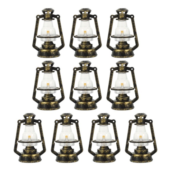 Abaodam 10Pcs Dollhouse Miniature Oil Lamps Kerosene Lamp Light Ornament Vintage Lantern Xmas Dollhouse Accessories