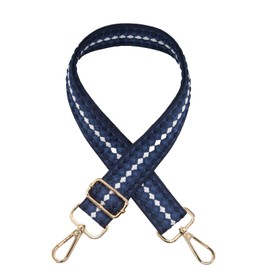 Long Keeper Purse Strap - Wide Adjustable Replacement Bag Straps Women Men Guitar Shoulder Strap for Handbag Crossbody Bag (White Blue Navy)