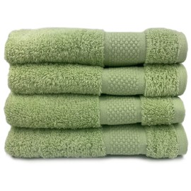 Sue Rossi Organic Turkish Cotton Guest Towels Set Of 4, Kitchen Or Bathroom Pack, Size 30cm x 50cm, Soft, Fluffy & Absorbent 600gsm Towel (Sage Green, 4)