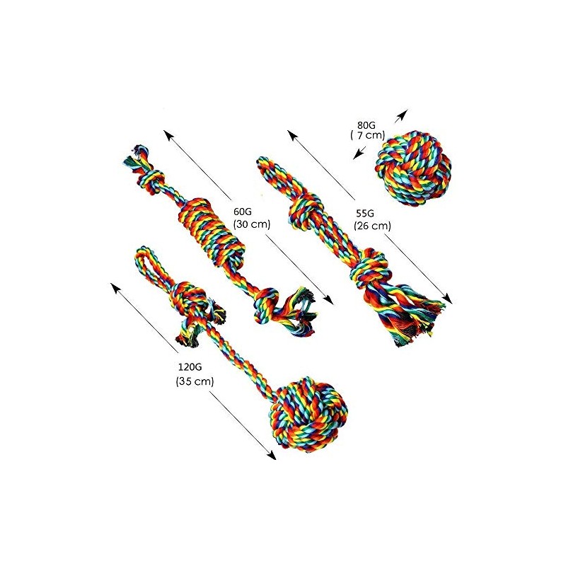 ERKOON Juego de Juguetes de Cuerda para Perros, Pelota de