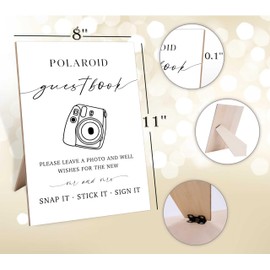 Photo Guest Book Sign, Guest Book Wedding Reception Alternative, 8X11 Elegant Minimalist Style Wooden Sign, Wedding Decor, Bridal Shower Decorations, for Engagement Party and Event Party,Y11