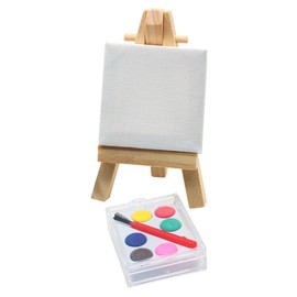 3-Piece Mini Easel Painting Set - Wooden and Plastic Art Easel, Canvas, and Paint Box for DIY Decor, Small Spaces, and Artistic Creativity