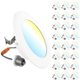 Sunco 24 Pack 4 Inch LED Flat Recessed Light, Retrofit Ceiling Can Lighting, 800 LM, Selectable CCT 2700K/3000K/4000K/5000K, Dimmable, 10W=60W, 50,000 Lifetime Hours UL