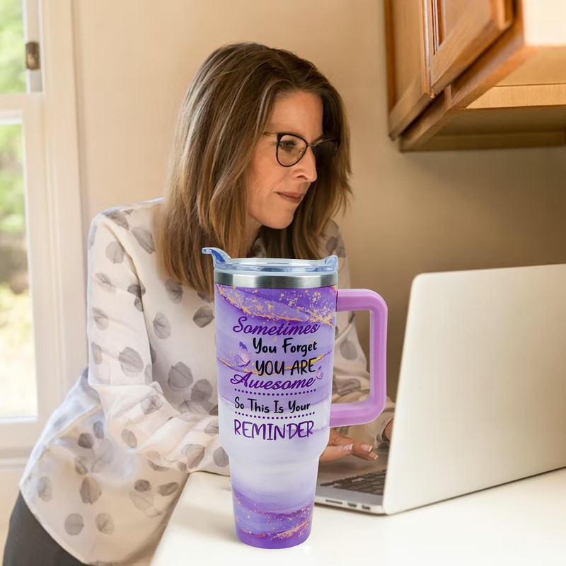 PERRIFIC 40 oz Tumbler with Handle and Straw Lid Leak