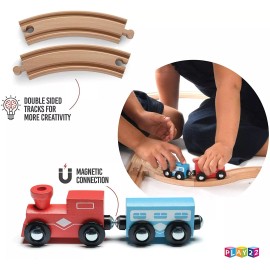 play22 52-Piece Wooden Train Track Lot Railway Set Thomas The Train Brio Accessories