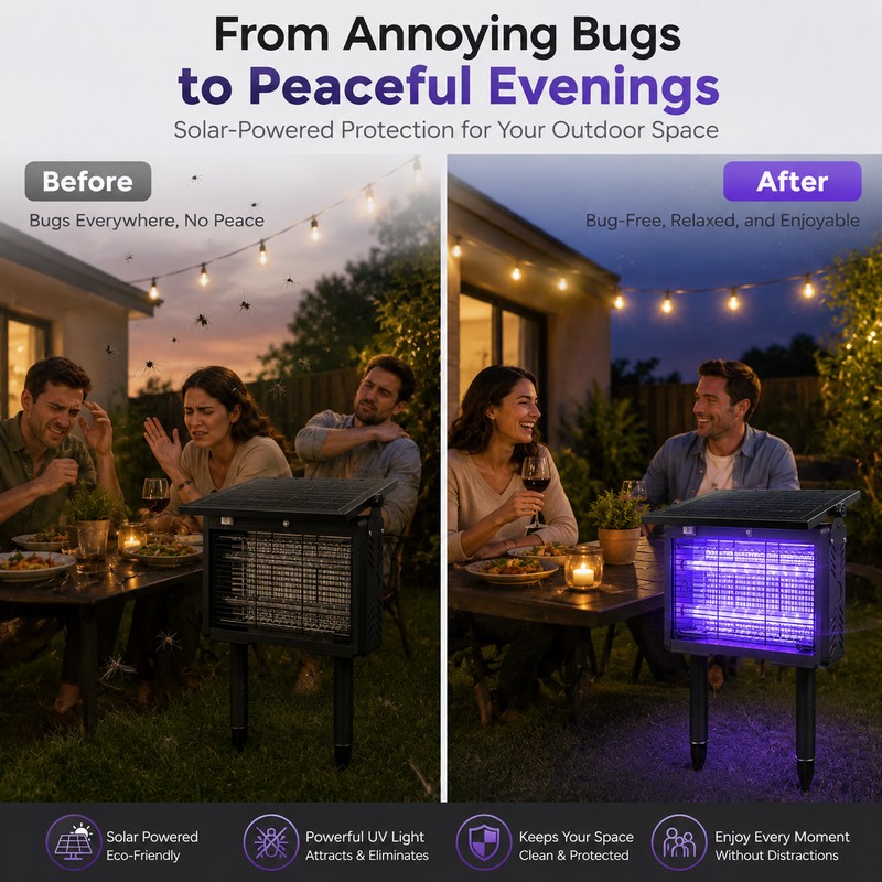Solar Bug Zapper for Indoor & Outdoor Use – USB