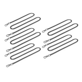 5pcs Aluminum Curb Chains 3.28 Feet Each DIY Handcraft Straight Head Buckle Link Chain Craft Chain for Advertising Board Silver Black