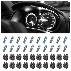 Stacool 20PCS Car Instrument Cluster Bulbs with Twist Lock Socket,Super Bright LED Dash Lights T5 LED Car Interior Light Bulbs,Universal 12V Cars LEDs Cluster Lights Cars Accessories