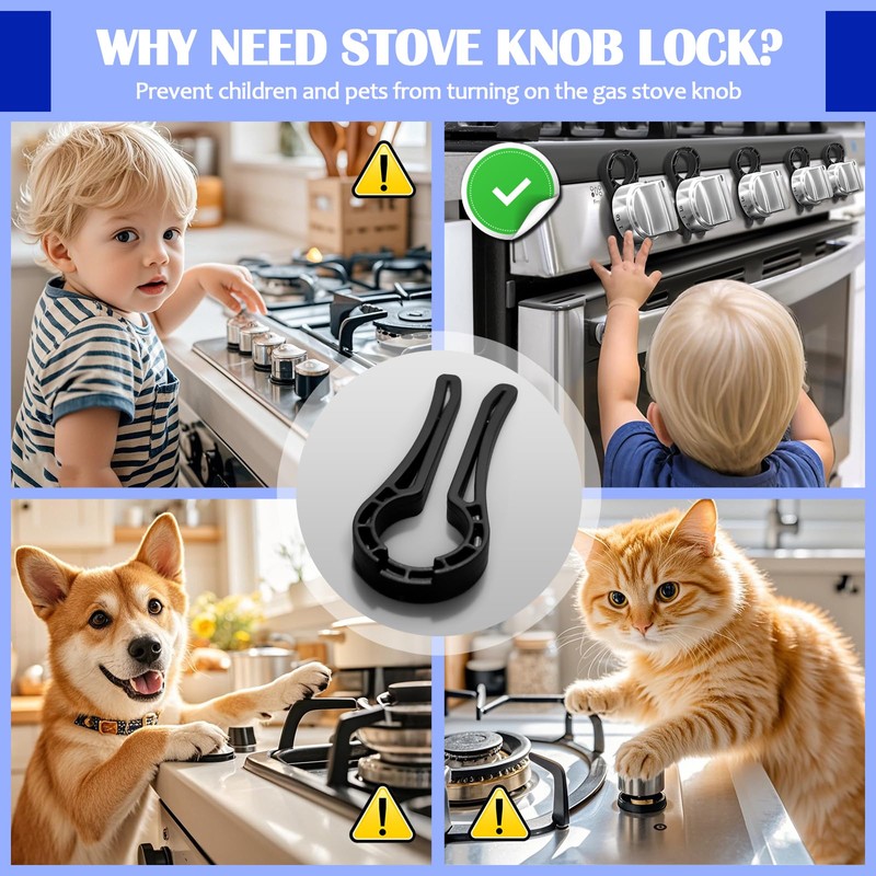 MCOTOP Gas Stove Knob Locks, Stove Knob Safety Covers for