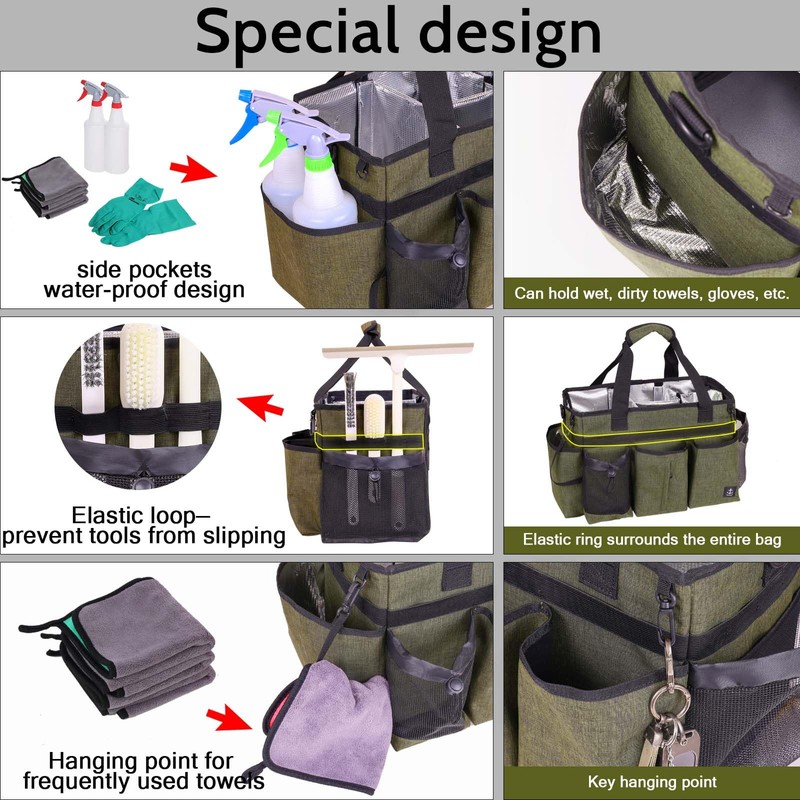 Timoxi Large Cleaning Caddy Bag Built-in Sturdy Support Board, Cleaning