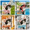 YOVOYOA Cute Black Cat Garden Flags for Outside Set of
