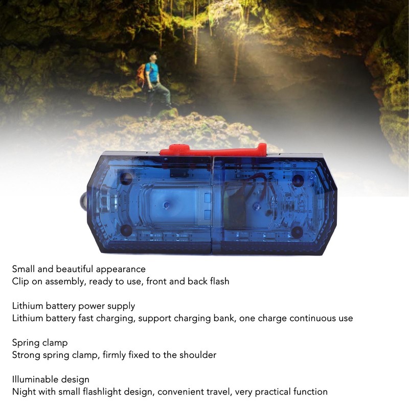 Shoulder Clip Light Rechargeable 500mAh LED High Brightness Auto On