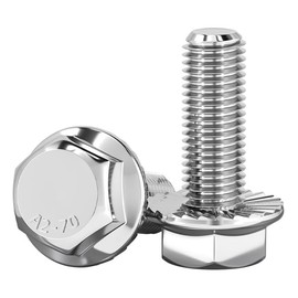 cSeao M8-1.25 x 25mm Flanged Hex Head Bolts Flange Hexagon Screws, Stainless Steel 18-8 (304), Plain Finish, 10 PCS