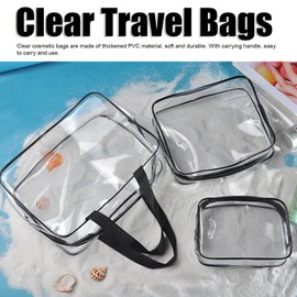 Vbestlife 3 Bolsas de Viaje Transparentes, Impermeables, Portátiles, Transparentes, para Cosméticos, Bolsas de Maquillaje Adecuadas para Almuerzo, Fitness, Almacenamiento de (Negro)