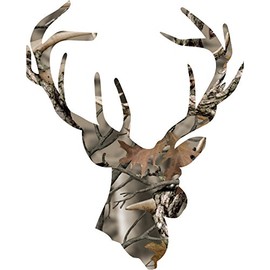 Camo Deer Head with Antlers Sticker