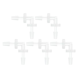 HEROFFIX 5 Pcs Aquarium Plastic Hose Barb Fitting 3/32" Hose Barb 90 Degree Elbow L Fitting Clear PP