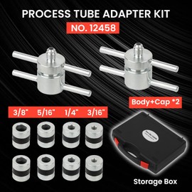Tesidol 12458 Process Tube Adapter Kit for 3/16", 1/4", 5/16", 3/8" Copper Tubing – HVAC Line Set Flaring Adapters, Durable Brass Construction for Refrigeration, Air Conditioning, and Repair Use