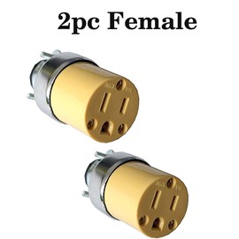2pc Female Extension Cord Ends - Replacement Electrical Plug End 15AMP 125V Female Plug End Replacement Extension Cord Ends, Female Replacement Electrical Cord End, 3 Prong Female Electrical Plug End