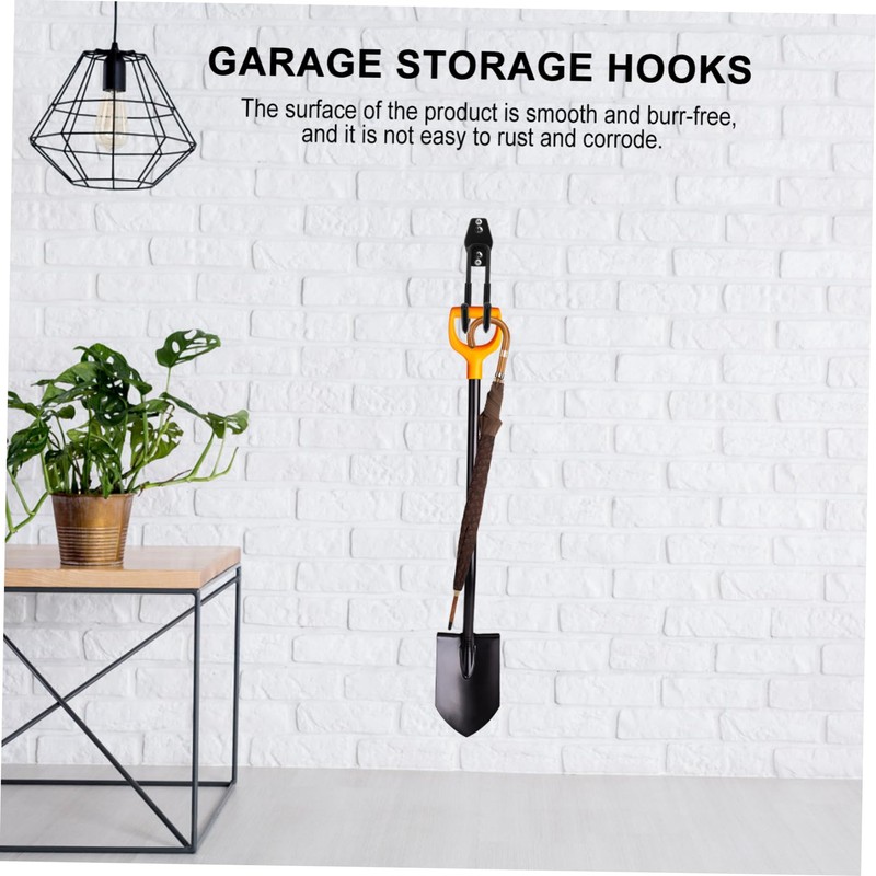 Tofficu 2pcs Wall-Mounted J Shape Double Hooks Heavy Duty Garage
