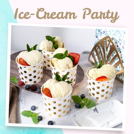 MATICAN Paper Ice Cream Cups - 100-Count 11-Oz Disposable Dessert Bowls for Hot or Cold Food