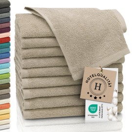 ZOLLNER Set of 10 Guest Towels – Soft and Absorbent Hand Towels – Washable up to 95 °C – Cotton – 30 x 50 cm in Cappuccino