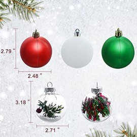 Christmas Baubles Plastic Tree Decorations Red Green White Christmas Tree Decoration Christmas Decoration 6 cm Pack of 15