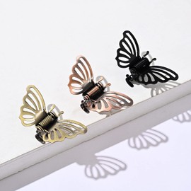 Pack of 10 Butterfly Hair Clips, Mini Hair Clips, Metal Hair Clips, Non-Slip Hair Clip, Non-Slip Handle, Small Jaw Clips for Girls and Women, Dark Grey