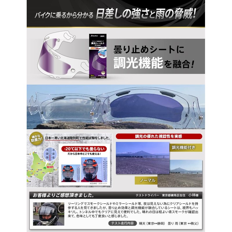 RunWind Dimming Sheet, Anti-Fog, Helmet, Bikejin Magazine, Polarized, Light Blocking,