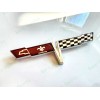 AUTO 1PC Chrome Rear Gas Lid Crossed Flag Emblem Badge