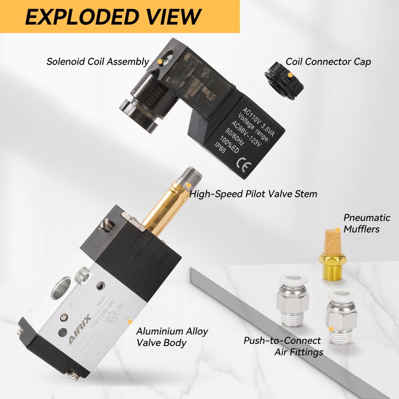 AIRIX 3V110-06 Pneumatic Solenoid Valve AC110V, 2 Position 3 Way,