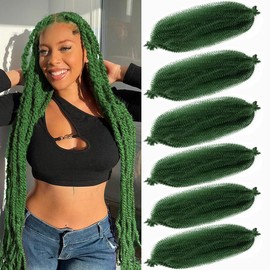 Afro Twist Hair 6Packs Springy Afro Twist Hair Synthetic Marley Hair Crochet Braiding Hair (16 Inch (Pack of 6), D-Green) …