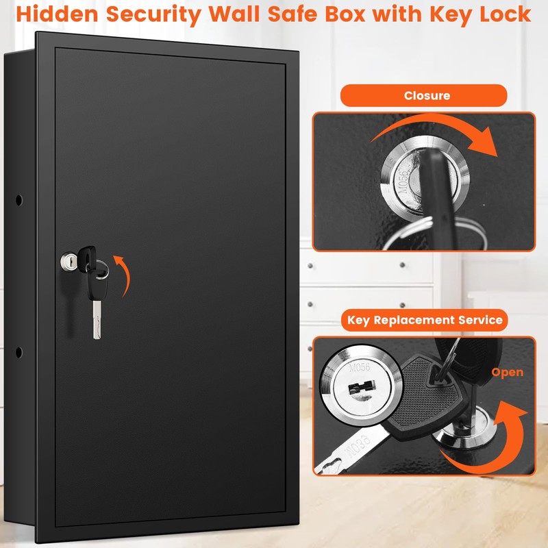 22.05" Tall Wall Safes Between the Studs with Removable Shelf,