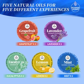 HUAHAI SHOWER Shower Steamers Aromatherapy, 10-Pack Shower Bombs Mens Easter Basket Stuffers Gifts for Him Her, Birthday Gifts for Wife, Women, Mom, Organic Lavender Mint Grapefruit Lemon Eucalyptus Oils