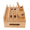 Bamboo Charging Station Multifunction 5 Ports Charging Station Rack for