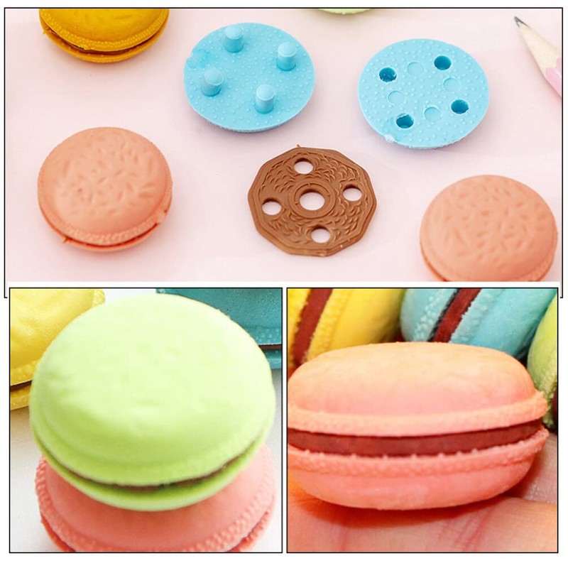 Operitacx 4 Boxes Macaron Erasers Cute Erasers Mini Colourful Erasers