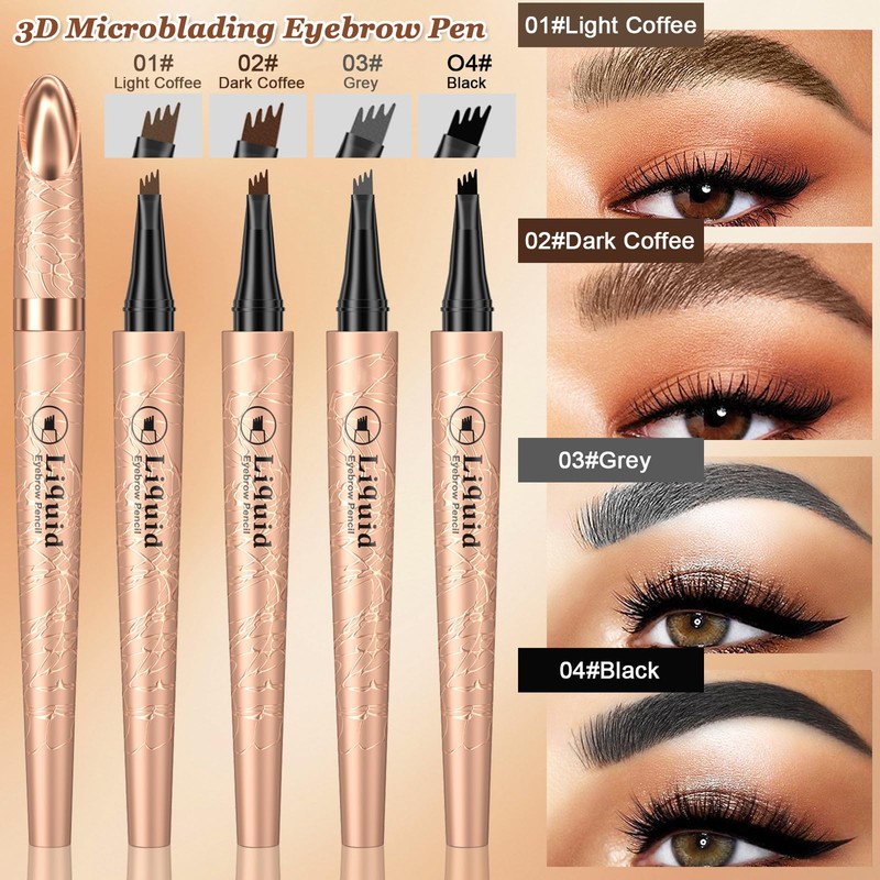 Ledeak Microblading Eyebrow Pen, 3D Magic Eyebrow Pencil with 4