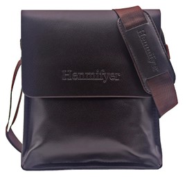 Henmifyer Mens Crossbody Bags Leather Messenger Shoulder Bag Side Sling Bag for Men Travel Work Business (Brown)